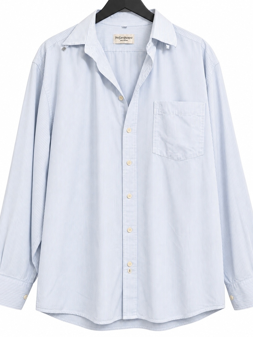 Yves Saint Laurent Pour Homme light blue check button-up shirt